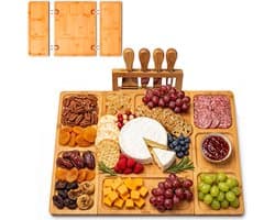 Villux Tapasplank - Borrelplank - Serveerplank - Kaasplank - Hapjesplank - Taspasplank Bamboe - Borrelplank Magnetisch Bamboe - Inclusief Ebook - 50CM