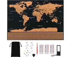 World Scratch Map XL (84 x 59.4 cm) - Kras Wereldkaart Poster - Wereldkaart wanddecoratie met Gouden Laag Om Te Krassen - Wereld Kraskaart - Poster Wereldkaart Kras - Krasmap - Kras Wereldkaarten - Wereldmap - World map - Wereld Kaart