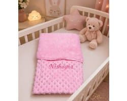 Babydeken met naam geborduurd - Hawsaz.nl Kraamcadeau - Wiegdeken met naam - extra zacht 75 x 100 cm - Gepersonaliseerd - babydekentjes voor ledikant - voor meisje - Voor jongen - babydeken voor kinderwagen - Kraamcadeau met naam - deken met naam -