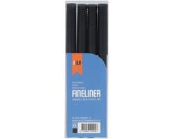 Fineliners zwart 0.4mm - Fineliner set - Zwarte pen - Tekenen & kleuren - 4 stuks zwarte fineliners - DULA