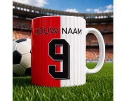 Voetbal mok – Gepersonaliseerde Mok met Naam en Rugnummer – Voetbal Mok – 325 ml