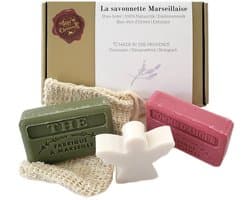 Kerstcadeau set Thee, Pomme amour, kerstengel zeepje met sisal zeepzakje - kerstcadeautje - kerstgeschenk - dierproefvrij - vegan - handgemaakt