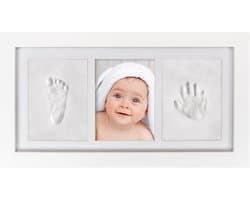 Frummel Fotolijst Baby (33 x 18 cm) - Klei Afdruk (Gipsafdruk baby) - Beter dan gips afdruk - Hand Voet Afdruk - Kraamcadeau Meisje / Kraamcadeau Jongen - Cadeau
