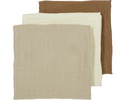 Meyco Baby Uni hydrofiele doeken - 3-pack - offwhite/sand/toffee - 70x70cm