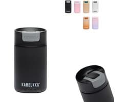 Kambukka Olympus Thermosbeker 300 ml - Koffiebeker To Go - makkelijk reinigen - lekvrije Koffiebeker - RVS - Zwart