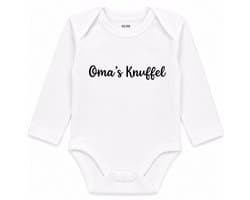 Rompertje Oma's Knuffel Kan met oma haar naam | Lange mouw | wit | maat 74/80 | cadeau zwangerschap aankondiging oma liefste worden voor verjaardag I love allerliefste kind baby tekst eerste moederdag lief beste leukste mijn is de allerbeste