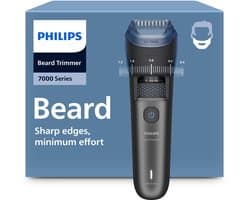 Philips Series 7000 Baardtrimmer mannen - 4 Trimkammen - Dockingstation- Waterproof - Haaropvangsysteem - Opbergetui - Snel laden - Zwart - BT7665/15