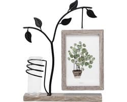 10x15 cm moderne fotolijst met vaas en metalen boom, fotocadeau, gepersonaliseerd familiefotocadeau, fotolijst met metalen boom als cadeau voor verjaardagen, afstuderen en bruiloften