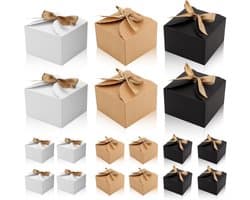 Set van 18 Cadeau Dozen 9x9x6cm met Lint voor Verpakking, Geschikt voor Kerst, Verjaardag en Bruiloft, Perfect voor Snoep en Chocolade (3 Kleuren)