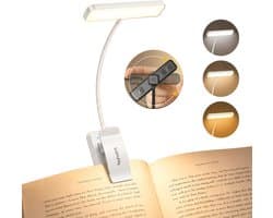 Luxuriq Leeslampje voor boek - Boeklampje - Klemlamp - Verstelbaar - USB Oplaadbaar - 24 LED - 3 Standen - Dimbaar - Wit