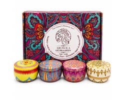 Arosola® Nature’s Harmony Geurkaarsen Set - 4 stuks - 4 Luxe natuurlijke geuren - 50 Branduren - Cadeaudoos
