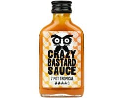 Crazy Bastard 7Pot Tropical Hot Sauce – 100 ml | Hete Saus met Mango & Ananas | 7 Pot Chili | Pittige Tropische Chilisaus
